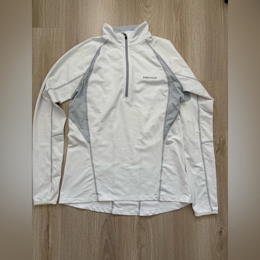 Marmot white half zip long sleeve size medium